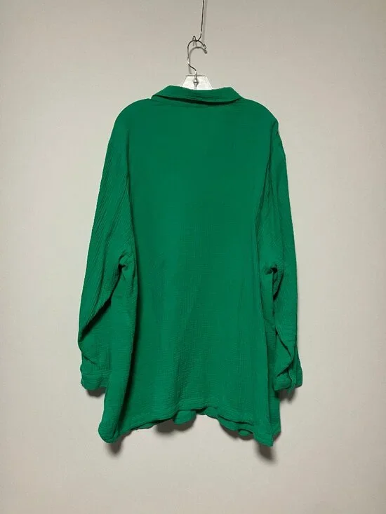 J. Jill Cotton Gauze Green Tunic Blouse, Size 4X, Button Down Shirt - Picture 2 of 5